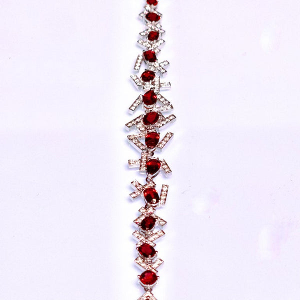 Eostre Intense Red Spinel and Diamond White Gold Bracelet