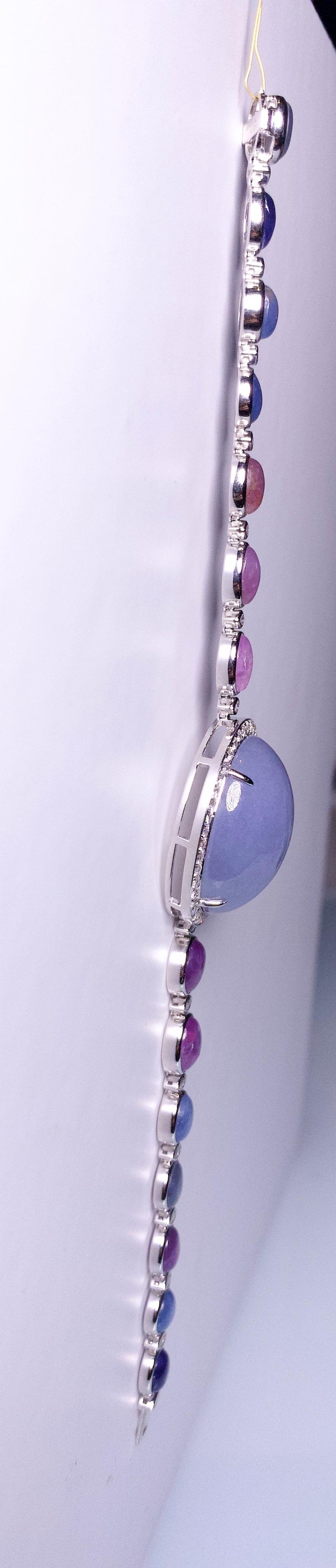 Eostre Start Sapphire, Type A Natural Lavender Jadeite White Gold Bracelet