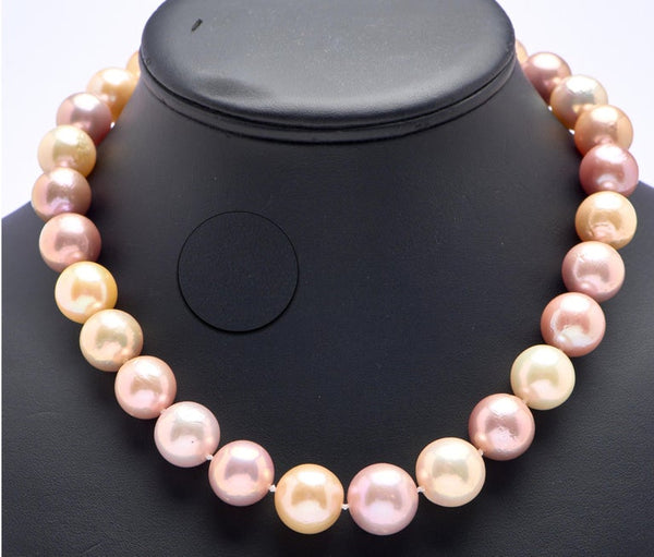 Lavender Peach Colour Freshwater Pearl Necklace