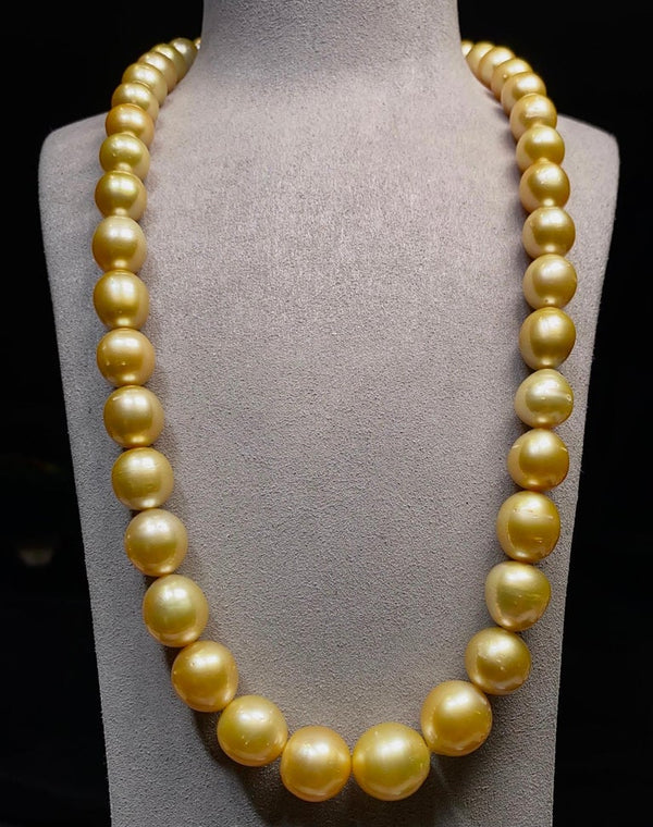 Golden Colour South Sea Pearl Necklace with 18k Gold Clasp