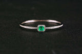 Eostre Green Emerald and Diamond Bangle in 18k White Gold