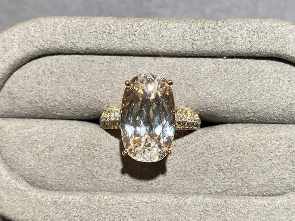 Spodumene and Diamond Ring in 18k Rose Gold
