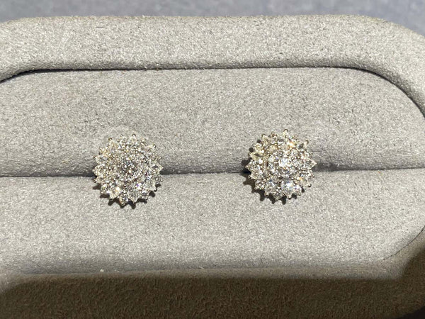 Eostre Flower Motif Diamond Earrings in 18k White Gold