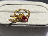 Eostre Rubellite Tourmaline and Diamond Ring in 18k Yellow Gold