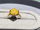 Eostre Type A Yellow Jadeite and Diamond Ring in 18k White Gold