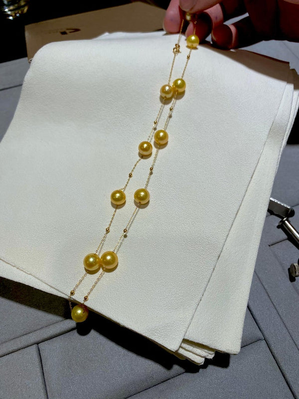 Eostre Golden Colour South Sea Pearl  with Yellow Gold Necklace