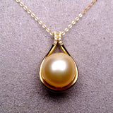 Golden South Sea Pearl and Diamond Yellow Gold Pendant