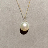 Eostre White South Sea Pearl and Diamond Yellow Gold Pendant