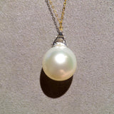 Eostre White South Sea Pearl and Diamond Yellow Gold Pendant