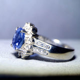 Eostre Unheated Sapphire 3.491 CT and Diamond Platinum Ring