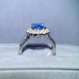 Eostre Unheated Sapphire 3.491 CT and Diamond Platinum Ring