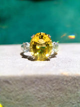 Eostre Yellow Beryl and Aquamarine White Gold Ring