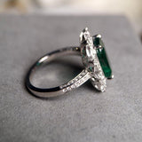 EOSTRE Emerald and Diamond 18K White Gold Ring