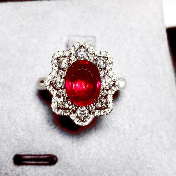 Eostre Unheated Ruby and Diamond White Gold Ring