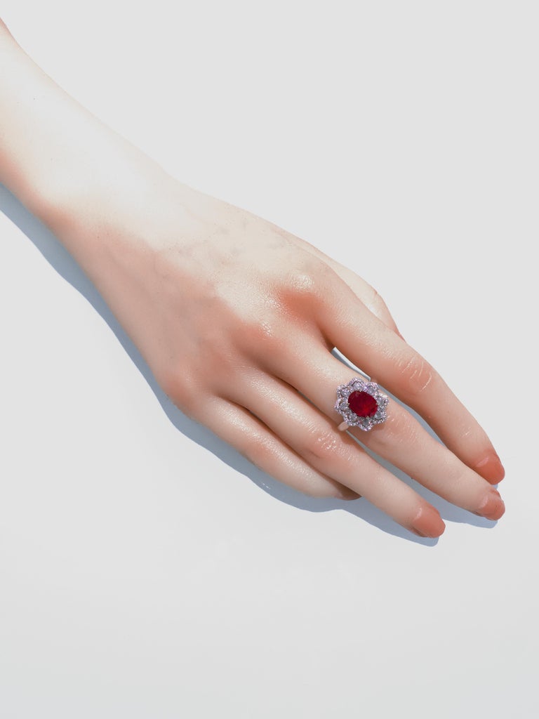 Eostre Unheated Ruby and Diamond White Gold Ring