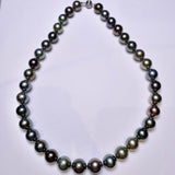 Multi Colour Green tone Tahitian Pearl Necklace with 18k Gold Clasp