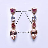 Eostre Morganite, Aquamarine, Pink Sapphire and Diamond Rose Gold Earring