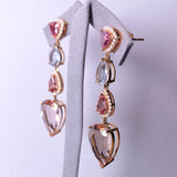 Eostre Morganite, Aquamarine, Pink Sapphire and Diamond Rose Gold Earring