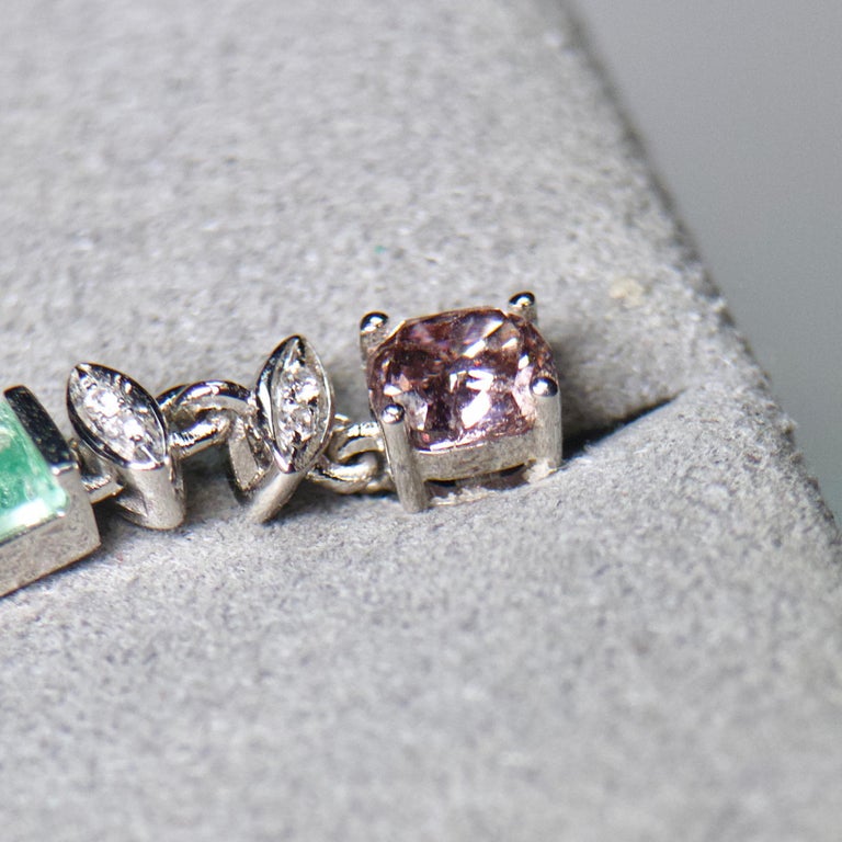 Eostre Emerald, Purple Diamond and Diamond White Gold Earring