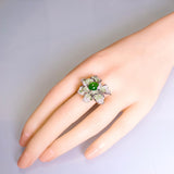 Eostre Jadeite Jade, Tsavorite and Diamond Convertible White Gold Ring