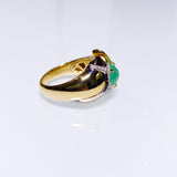 Eostre Natural Green Colour Jadeite Jade and Diamond Yellow Gold Ring