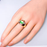 Eostre Natural Green Colour Jadeite Jade and Diamond Yellow Gold Ring