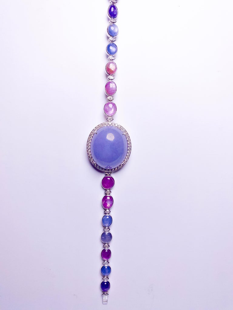 Eostre Start Sapphire, Type A Natural Lavender Jadeite White Gold Bracelet