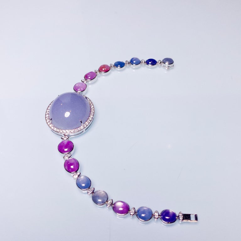 Eostre Start Sapphire, Type A Natural Lavender Jadeite White Gold Bracelet