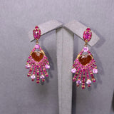 Eostre Red Jadeite Jade, Ruby and Pink Sapphire Rose Gold Earring