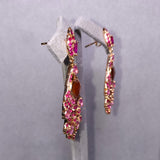 Eostre Red Jadeite Jade, Ruby and Pink Sapphire Rose Gold Earring