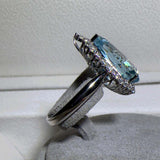 Eostre Aquamarine and Diamond Ring in 18k White Gold