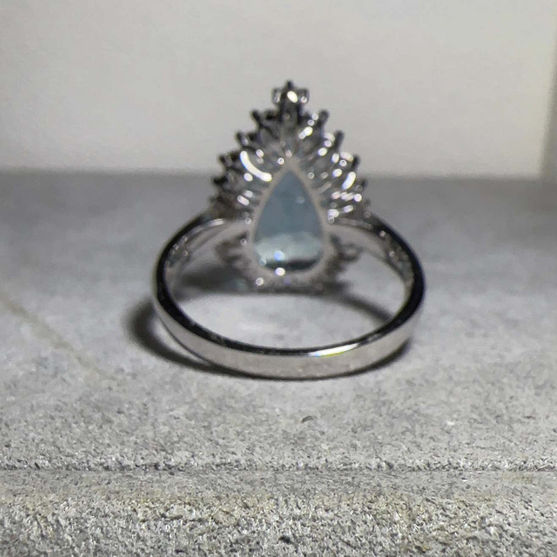 Eostre Aquamarine and Diamond Ring in 18k White Gold