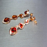 Spessartite Fanta Garnet Cabochon and Diamond Earring in 18k Rose Gold