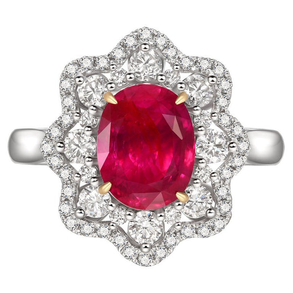 Eostre Unheated Ruby and Diamond White Gold Ring