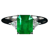 Eostre Vivid Green Emerald and Diamond White Gold Ring