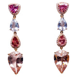 Eostre Morganite, Aquamarine, Pink Sapphire and Diamond Rose Gold Earring