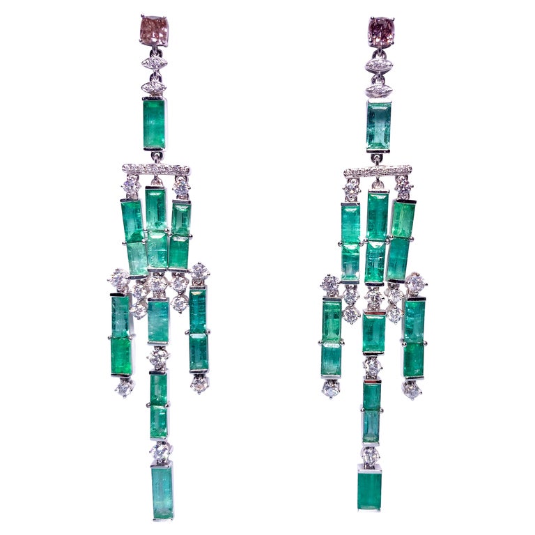 Eostre Emerald, Purple Diamond and Diamond White Gold Earring