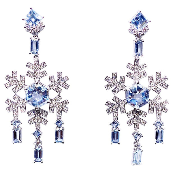 Eostre Aquamarine and Diamond Platinum Earring