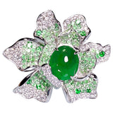 Eostre Jadeite Jade, Tsavorite and Diamond Convertible White Gold Ring