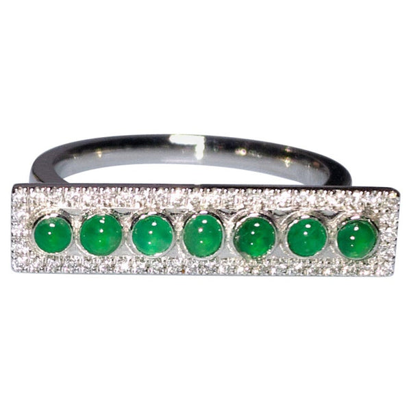 Eostre Type A Natural Vivid Green Jadeite Jade and Diamond Platinum Ring