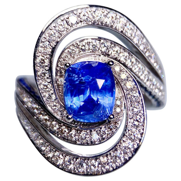 Eostre Vivid Blue Sapphire and Diamond White Gold Ring