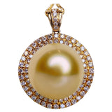 Eostre Light Golden Colour South Sea Pearl and Diamond Yellow Gold  Pendant