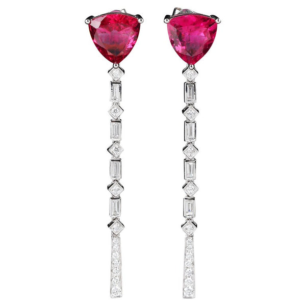 Eostre Rubellite Tourmaline and Diamond White Gold Earring