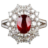 Eostre 'CHECK the VIDEO' Blood Ruby 2ct Unheated and Diamond Platinum Ring