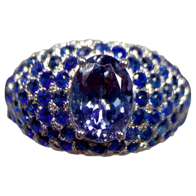 Eostre Tanzanite , Blue Sapphire Ad Diamond White Gold Ring