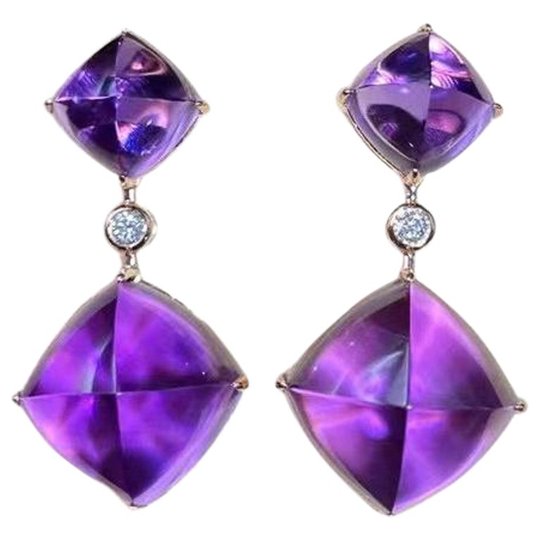 Eostre Natural Amethyst Sugar Loaf Drop Rose Gold Earring