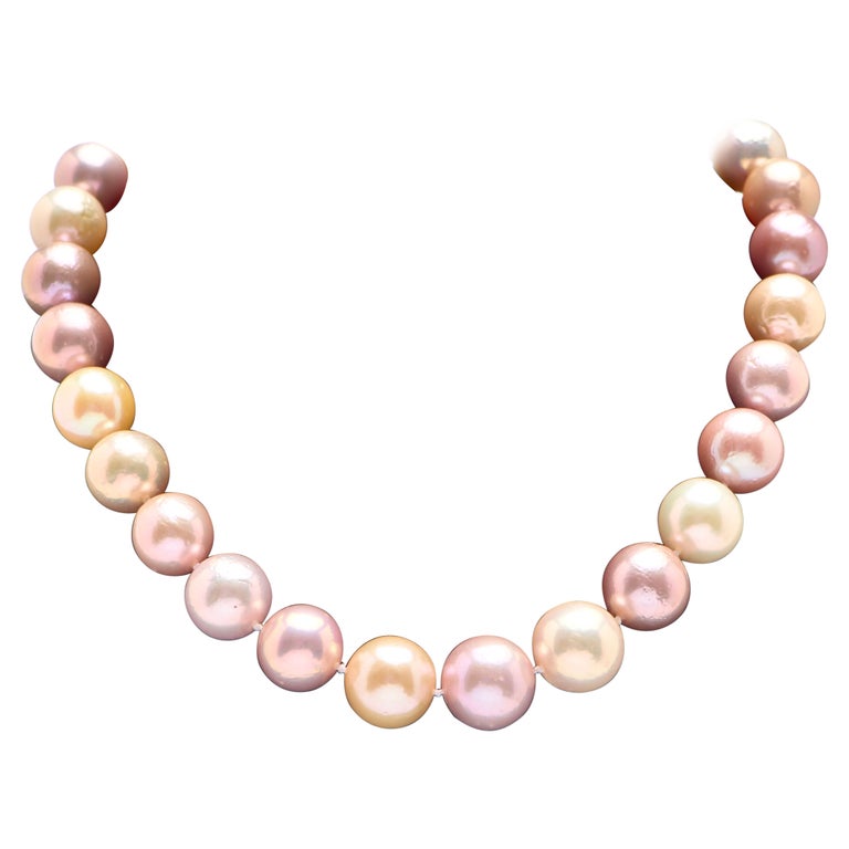 Lavender Peach Colour Freshwater Pearl Necklace