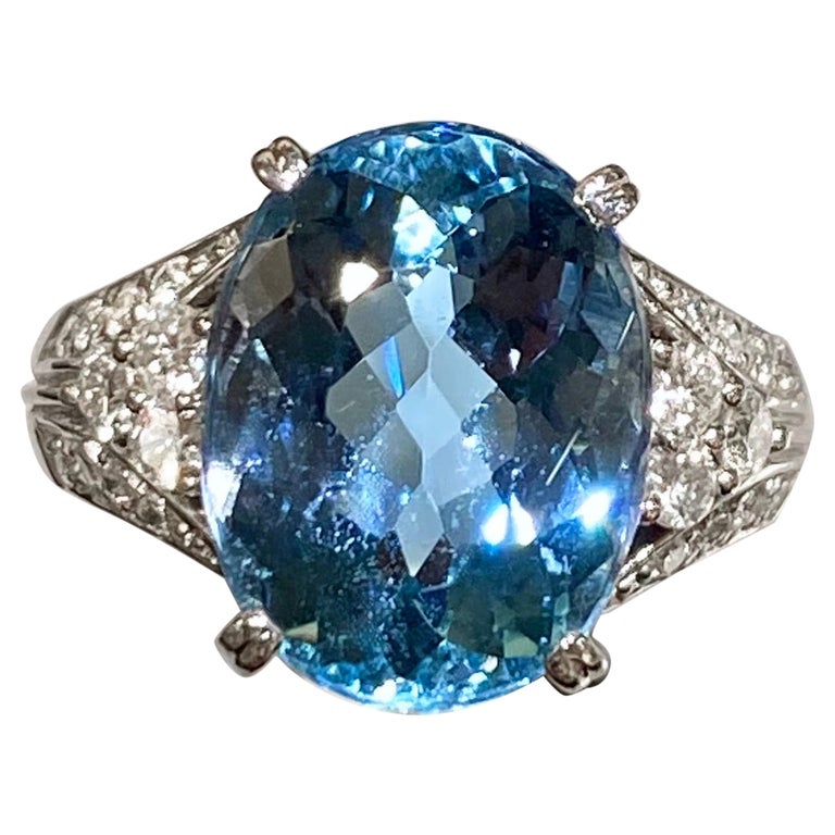 Eostre Aquamarine and Diamond Platinum Engagement Ring