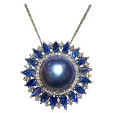 Eostre Mabe Pearl, Sapphire and Diamond Yellow Gold Pendant