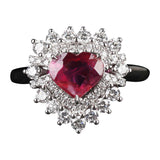 Eostre Heart Shape Ruby and Diamond 18k White Gold Ring